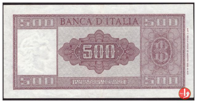 500 lire Italia ornata di spighe 1961