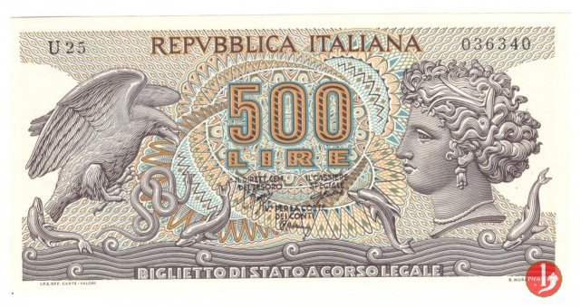 500 lire Testa di Aretusa 1970