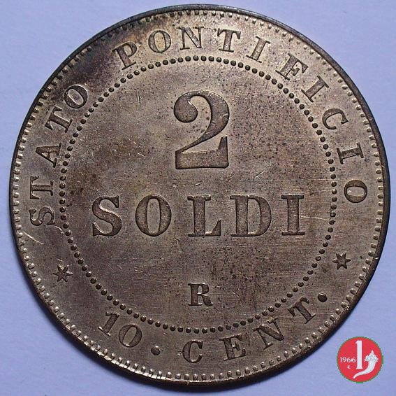 2 soldi o 10 centesimi 1866 (Roma)