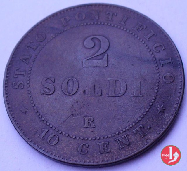 2 soldi o 10 centesimi 1866 (Roma)