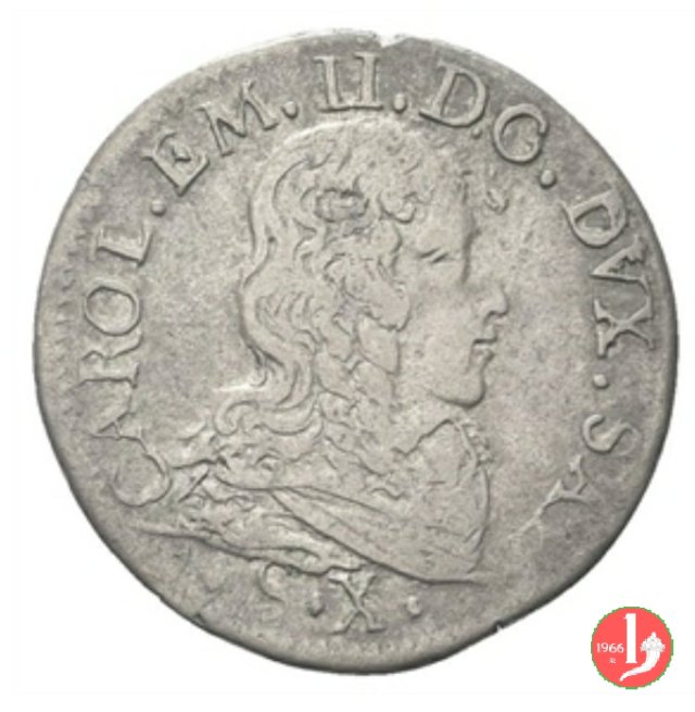 Mezza lira II tipo 1653 (Torino)