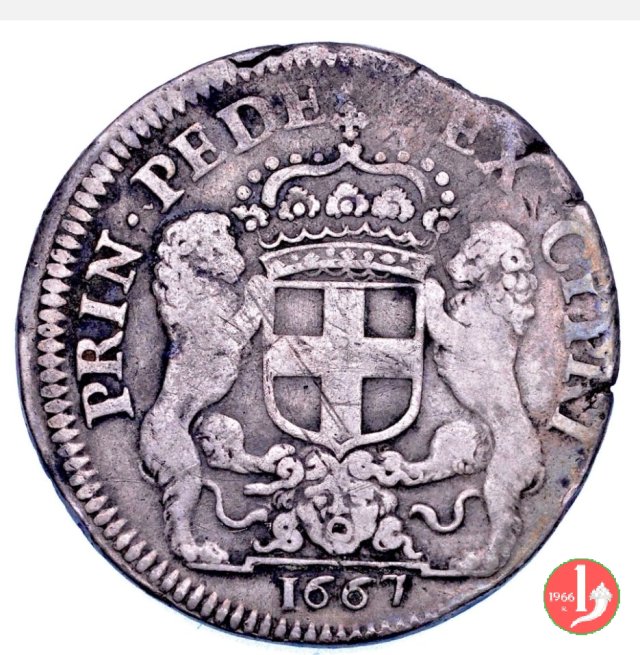 Quarto di scudo bianco 1667 (Torino)