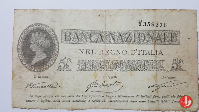5 Lire Provvisorio 1866