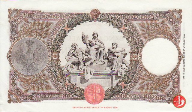 500 Lire Capranesi "Mietitrice" 1940
