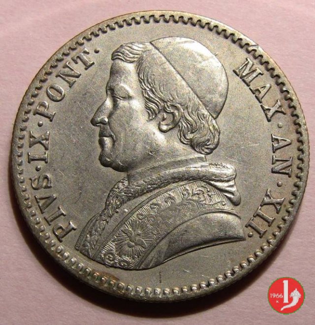 20 baiocchi (Doppio Giulio del 1° tipo) 1858 (Roma)