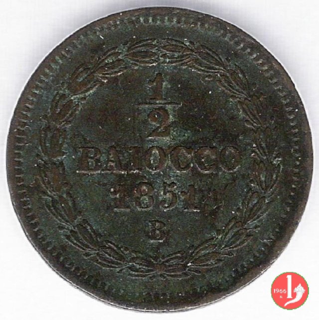 1/2 baiocco scudo a targa 1851 (Bologna)