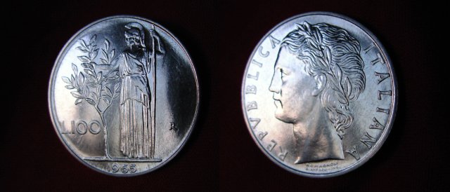 100 lire Minerva 1965 (Roma)