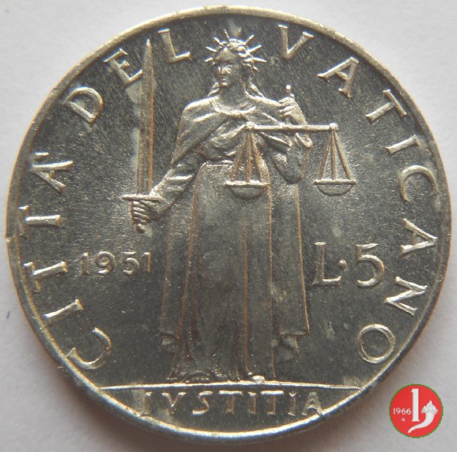 5 Lire V Tipo 1951 (Roma)