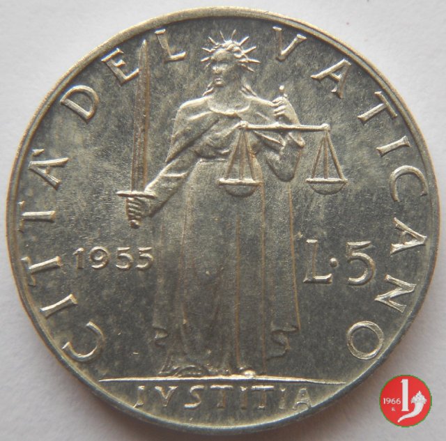 5 Lire V Tipo 1955 (Roma)