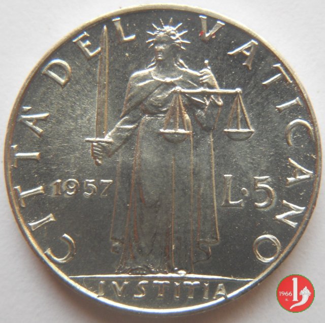 5 Lire V Tipo 1957 (Roma)