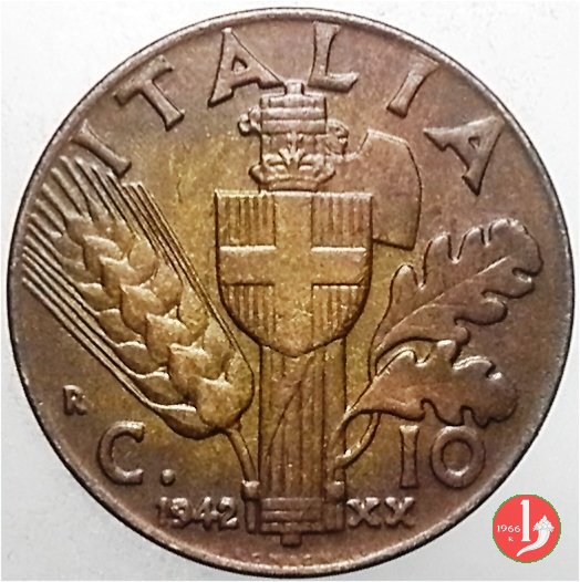 10 centesimi impero bronzital 1942 (Roma)