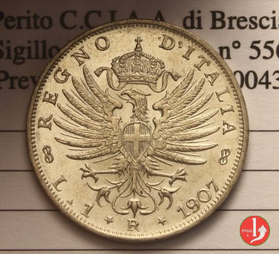 1 lira aquila sabauda 1907 (Roma)