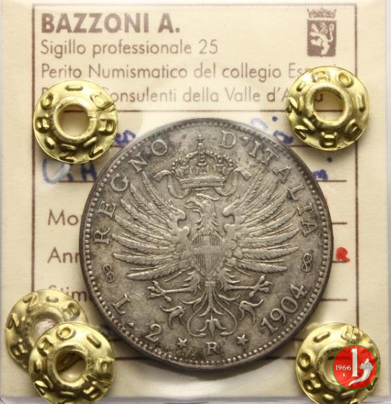 2 lire aquila sabauda 1904 (Roma)