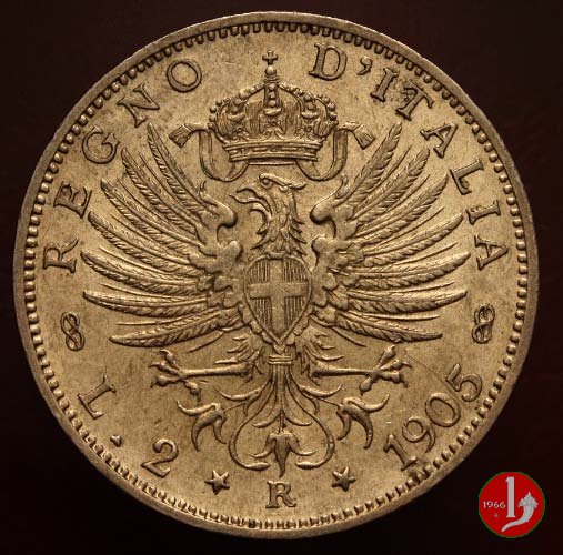 2 lire aquila sabauda 1905 (Roma)