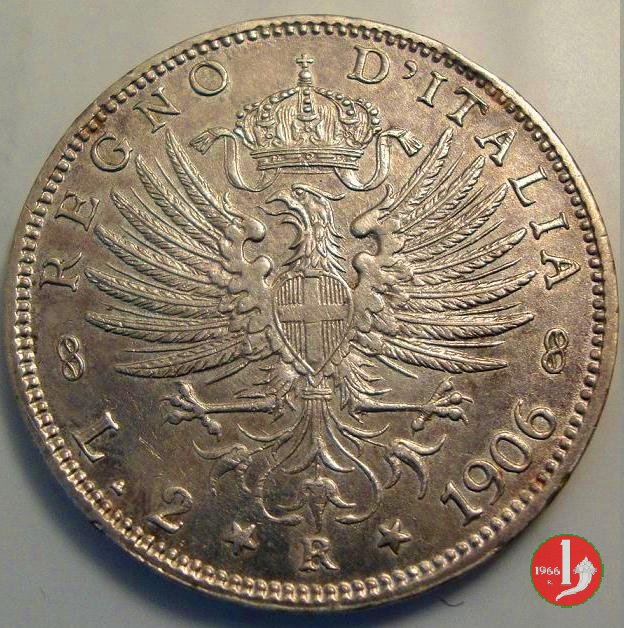 2 lire aquila sabauda 1906 (Roma)