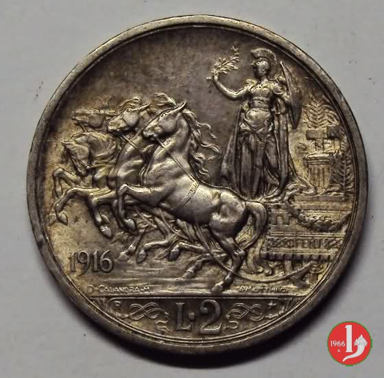 2 lire quadriga briosa 1916 (Roma)