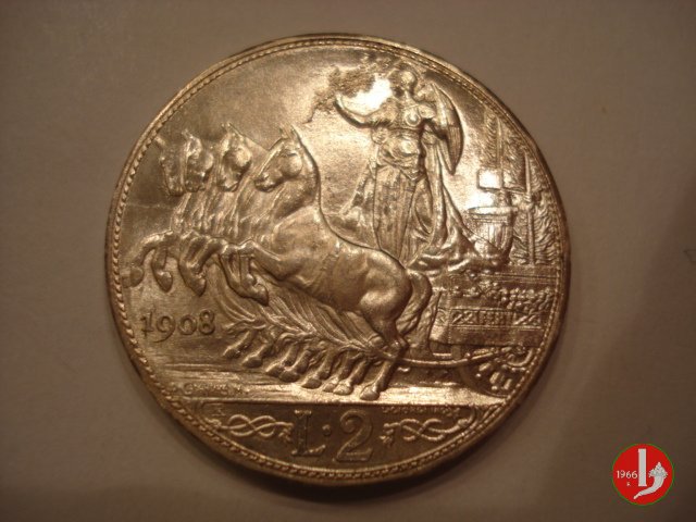 2 lire quadriga veloce 1908 (Roma)