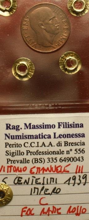 5 centesimi impero rame 1939 (Roma)