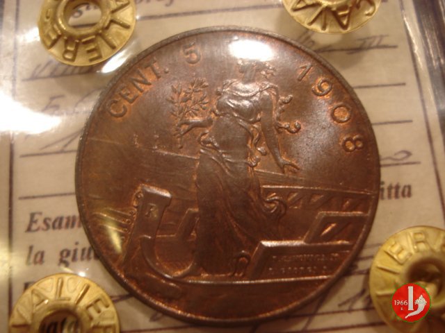 5 centesimi prora 1908 (Roma)