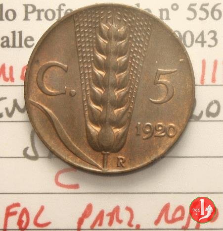 5 centesimi spiga 1920 (Roma)