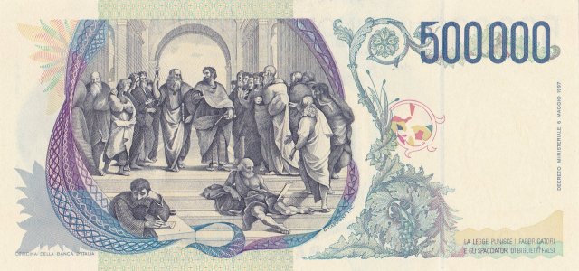 500.000 lire Raffaello 2001