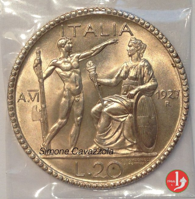 20 lire littore 1927 (Roma)