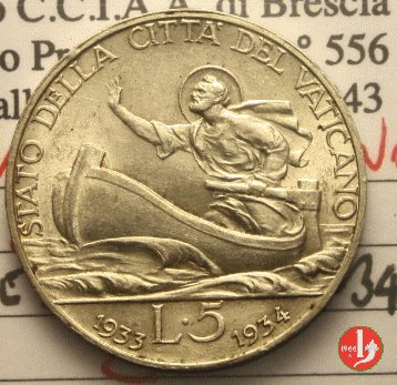 5 lire 1933-1934 (Roma)