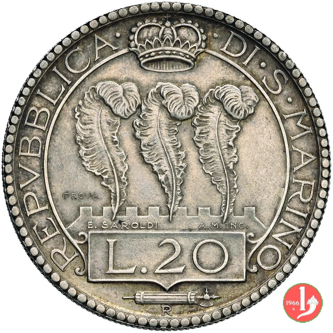 Prova 20 lire 2&deg; tipo 1936 (Roma)