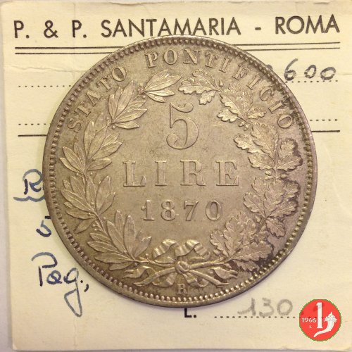 Scudo da 5 lire 1870 (Roma)