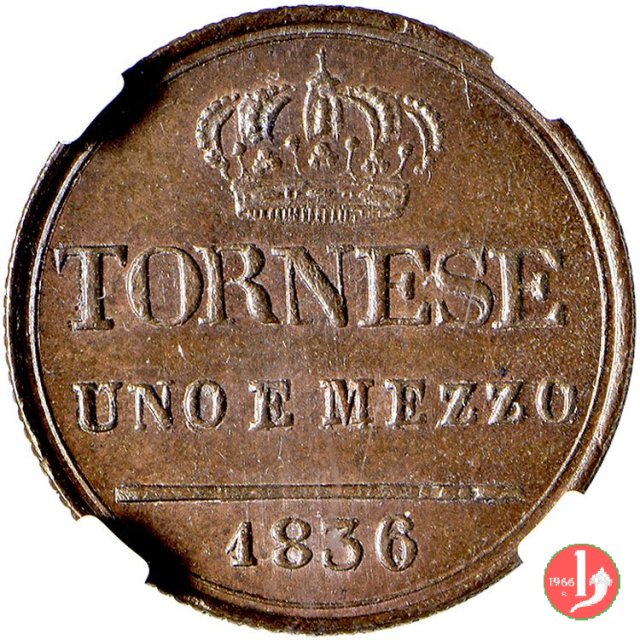 Tornese 1 e 1/2 1836 (Napoli)