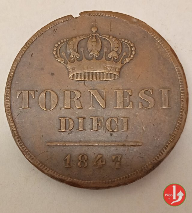 10 Tornesi 1847 (Napoli)