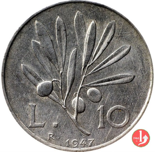 10 lire olivo 1947 (Roma)