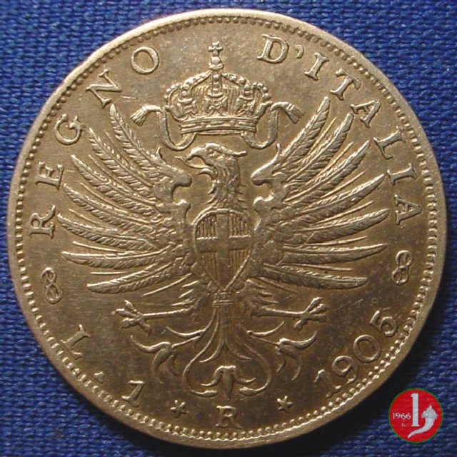 1 lira aquila sabauda 1905 (Roma)