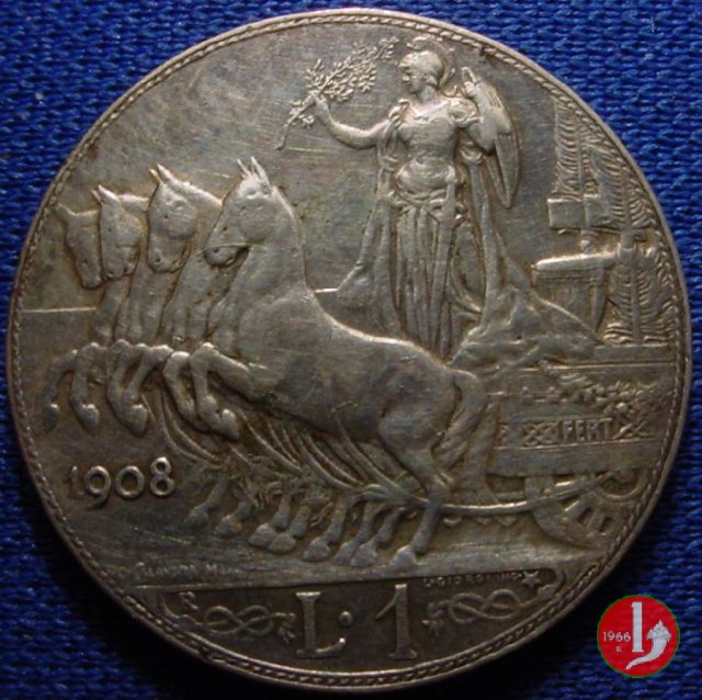 1 lira quadriga veloce 1908 (Roma)