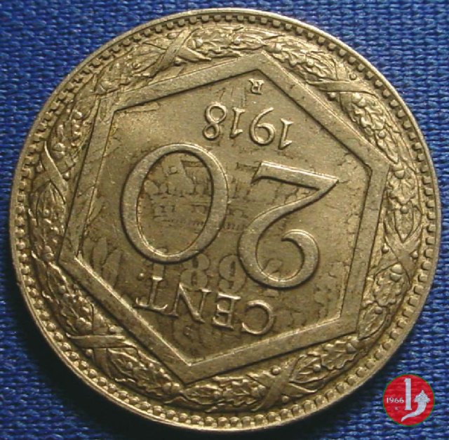 20 centesimi esagono 1918 (Roma)