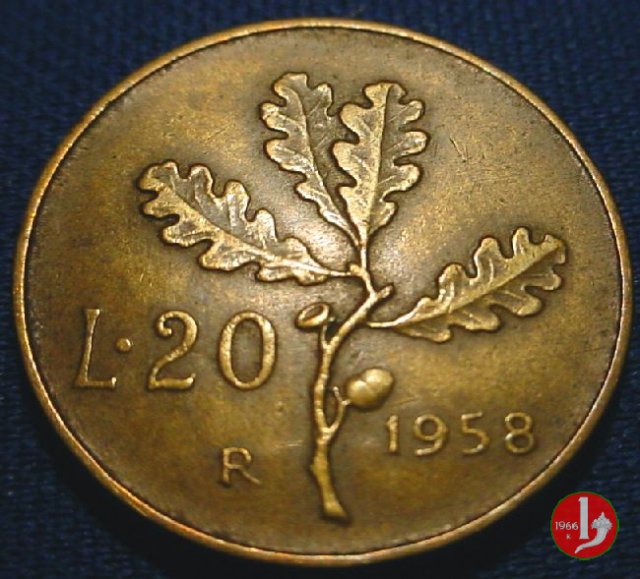 20 lire quercia 1958 (Roma)