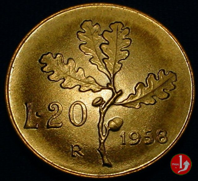 20 lire quercia 1958 (Roma)