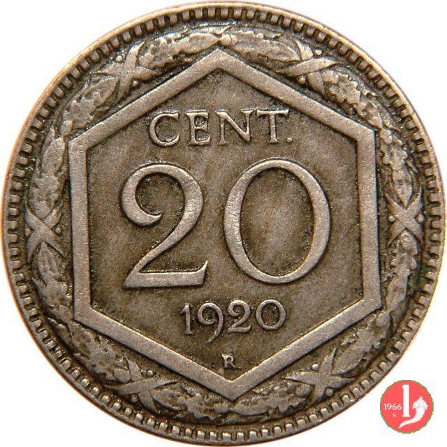 20 centesimi esagono 1920 (Roma)