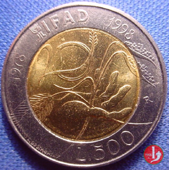 500 lire 20° fondazione dell'IFAD 1998 (Roma)