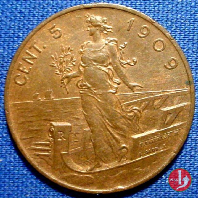 5 centesimi prora 1909 (Roma)