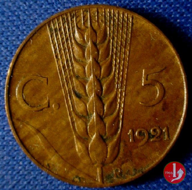 5 centesimi spiga 1921 (Roma)