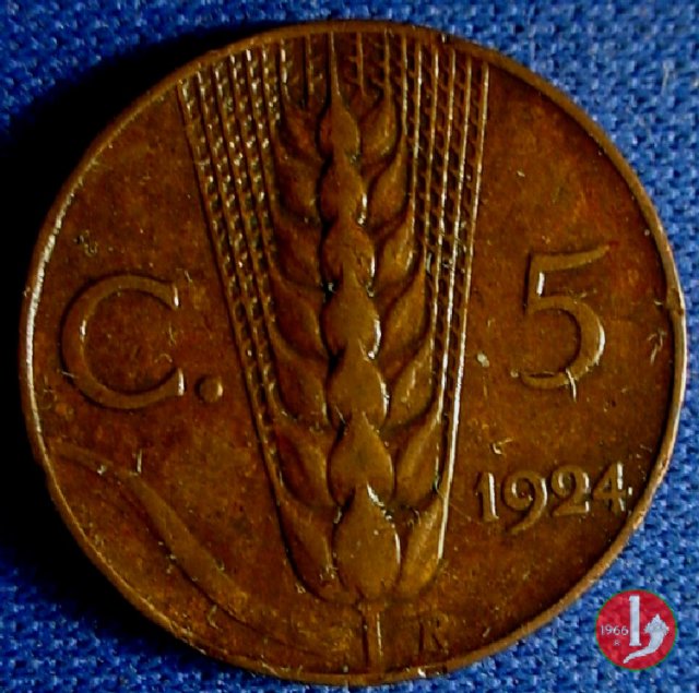 5 centesimi spiga 1924 (Roma)