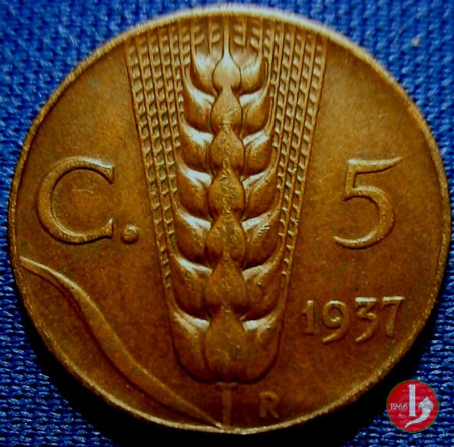 5 centesimi spiga 1937 (Roma)