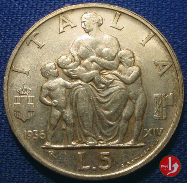 5 lire famiglia 1936 (Roma)