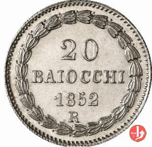 20 baiocchi (Doppio Giulio del 1° tipo) 1852 (Roma)