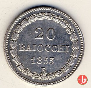 20 baiocchi (Doppio Giulio del 1° tipo) 1853 (Roma)