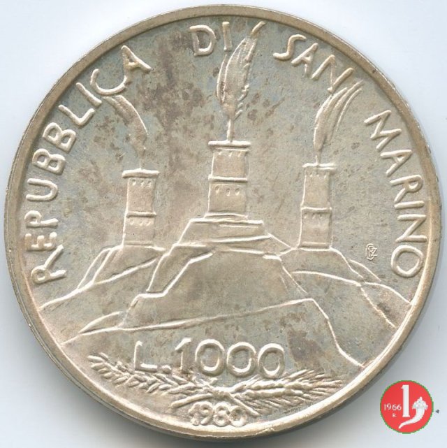 1000 LIRE 1980 "San benedetto abate" 1980 (Roma)