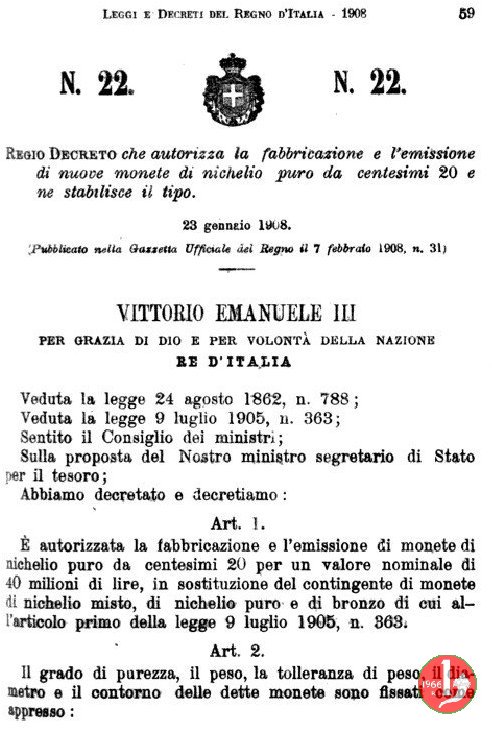 20 centesimi libertà librata 1908 (Roma)