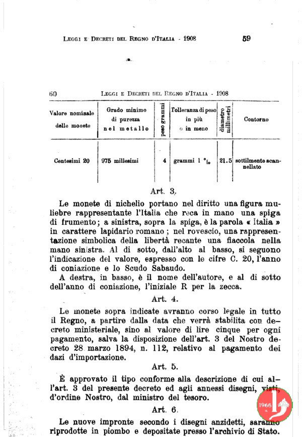 20 centesimi libertà librata 1908 (Roma)