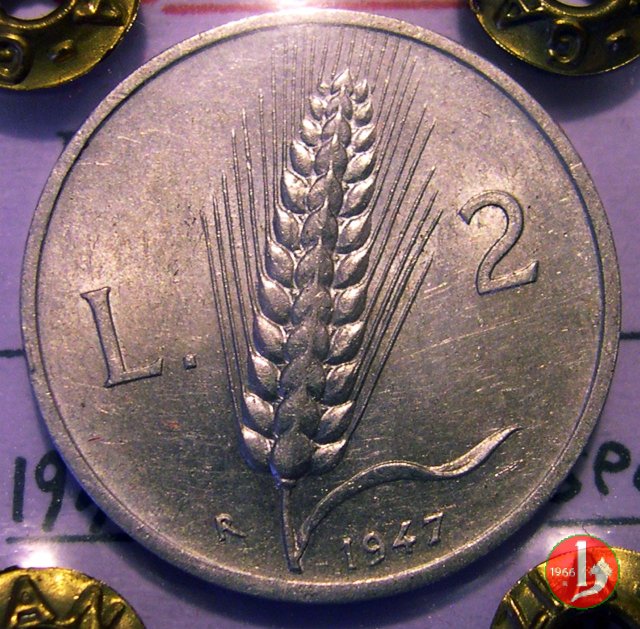 2 lire spiga 1947 (Roma)